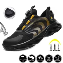 No Tie Knit Work Shoes - Gold - View 2