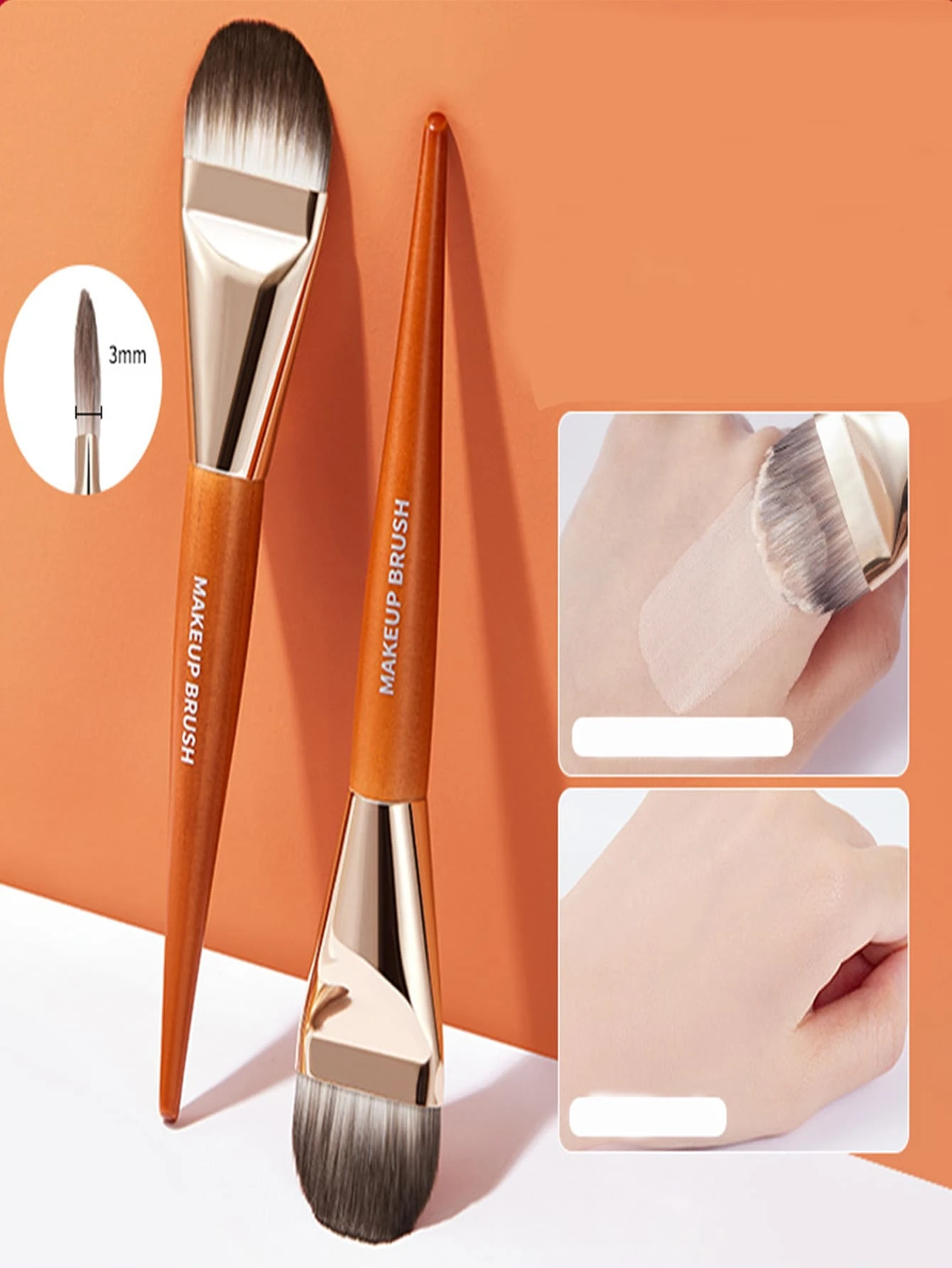 1支宽舌形平头粉底刷，化妆刷，粉底刷，遮瑕刷，腮红刷，修容刷，腮红刷，古铜粉刷，散粉刷，粉底刷，腮红刷，赠品 - 彩色 - 查看 1