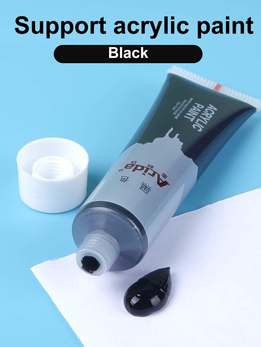 1 件 35 毫升丙烯颜料管防水防晒防褪色涂鸦绘画美术用品返校、母亲节、妈妈礼物、返校、学校用品 - 黑色 - 查看 1