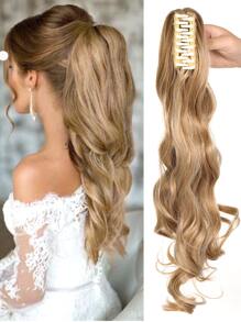 Pelucas sintéticas Pinza para el pelo rizado coleta sintético Extensión del pelo - Dorado - Ver 1