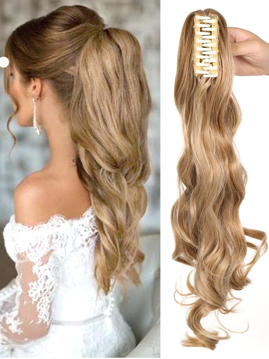 Pelucas sintéticas Pinza para el pelo rizado coleta sintético Extensión del pelo - Dorado - Ver 1