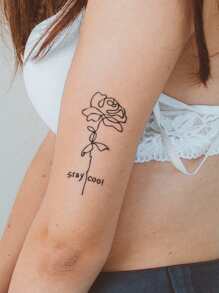 30入組黑色花朵蝴蝶羽毛鳥動物圖案指甲貼紙,腕部和小部位身體 - 黑色 - 查看 5