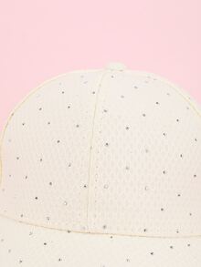 1頂女性白色可調節遮陽帽,邊緣飾有鑽石 - 白色 - 查看 2