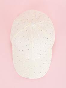 1頂女性白色可調節遮陽帽,邊緣飾有鑽石 - 白色 - 查看 1