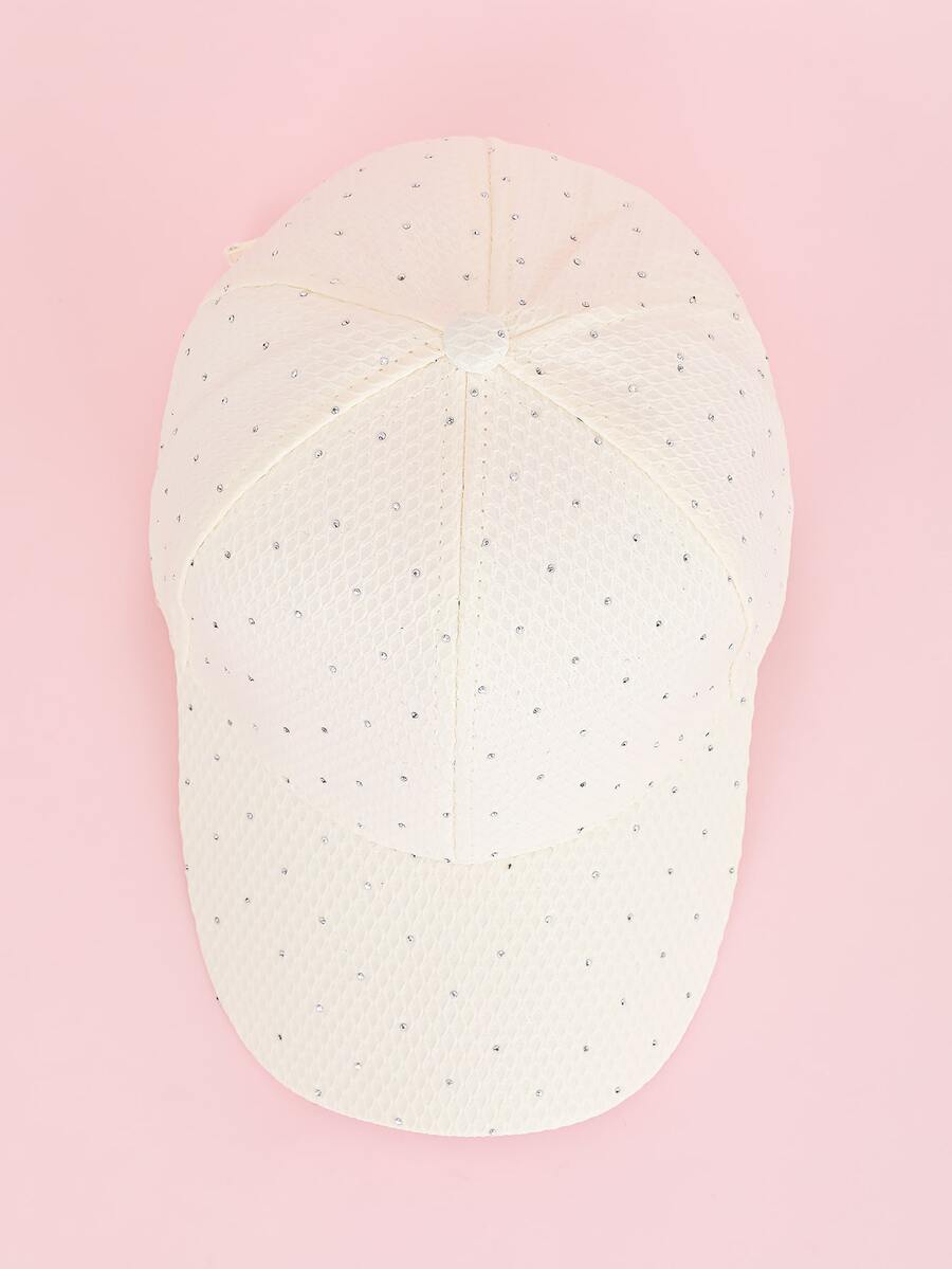 1頂女性白色可調節遮陽帽,邊緣飾有鑽石 - 白色 - 查看 1