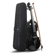 Full Size 4/4 Violin Set for Adults Beginners Students with Hard Case,Violin Bow,Shoulder Rest,Rosin,Extra Strings and Sordine - Black - View 2