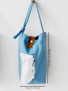 Creative & Simple Car-interior Hanging Canvas Tissue Box - Blue - View 2