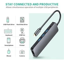 5 合 1 扩展坞 USB C 转 兼容适配器、USB C 集线器 兼容显示器（适用于 Windows）、带 兼容的 USB C 适配器、3 个 USB-A 3.0 端口、1 个 兼容端口（4K/30Hz）、1 个 USB-C 3.0 端口（PD 3.0 充电）100W - 深灰色 - 查看 4