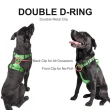 1入組綠色尼龍反光狗背帶，無拉力，透氣可調節設計，適合室內和室外活動 - 綠色 - 查看 6