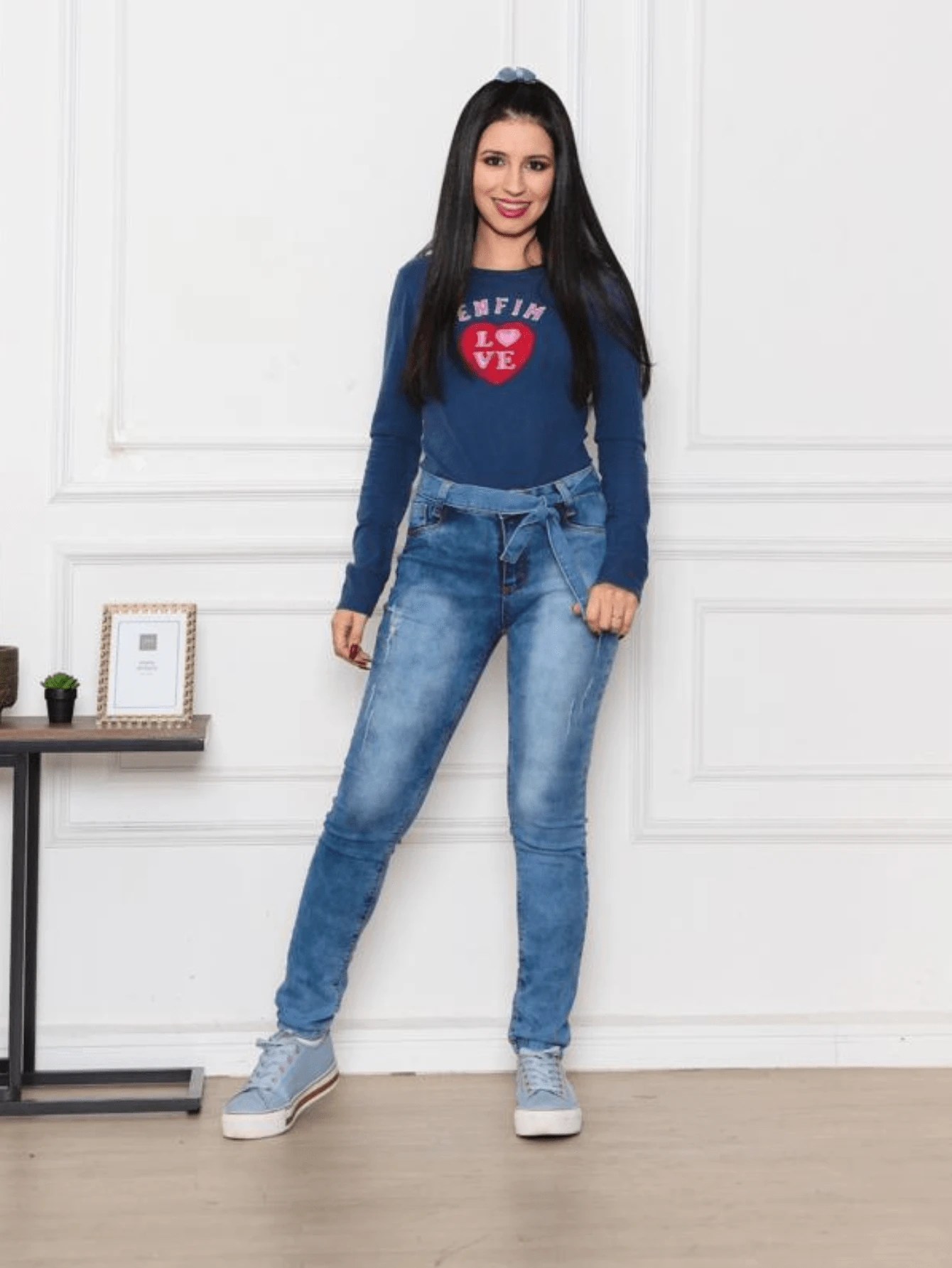 Young Girls Jeans - 中等水洗藍 - 查看 1