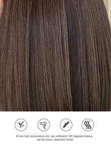 Short Brown Bob Hairstyle With Light Brown Highlights, Bangs And Synthetic Scalp For Daily Wear - Piano Color - View 6