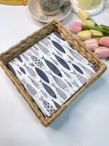 20入組一次性海軍藍彩色魚圖案派對裝飾餐巾紙 - 藏蓝色 - 查看 2