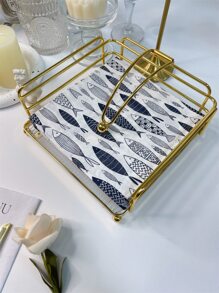 20入組一次性海軍藍彩色魚圖案派對裝飾餐巾紙 - 藏蓝色 - 查看 3