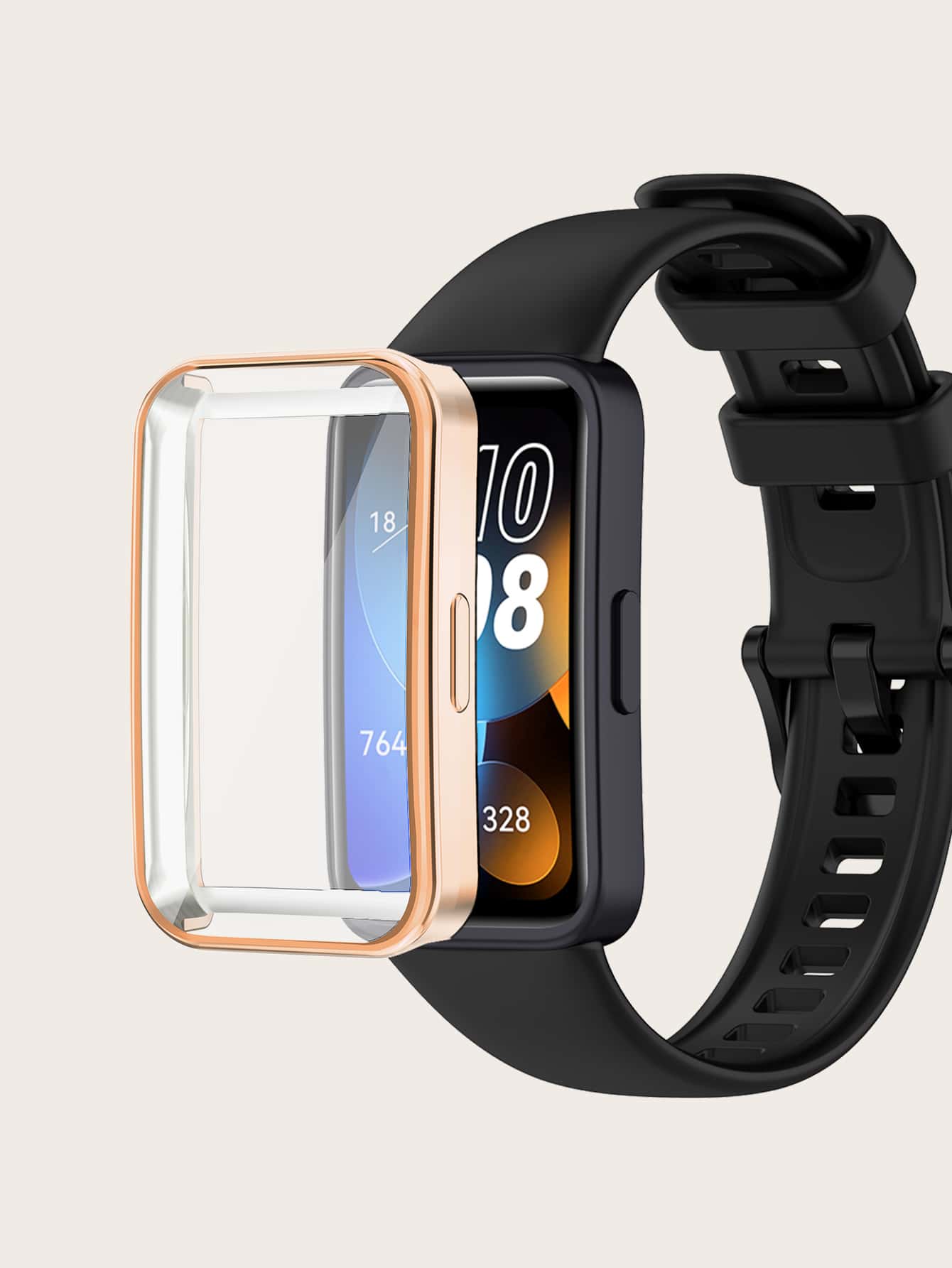 1 件玫瑰金 TPU 全覆盖镀层表壳，兼容华为表带 8 - 玫瑰金 - 查看 1