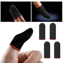 Protectores de dedos, 4 fundas de apoyo para los dedos, herramienta de protección de manos, funda de dedo de compresión negra y roja para juegos, protector de dedos transpirable elástico antisudor - Multicolor - Ver 2