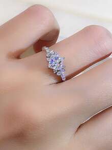 1 PC Romantic Cubic Zirconia Ring For Women For Wedding Engagement Party Jewelry Valentine's Day Gift - Silver - View 3