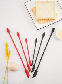 A Must-Have Tool for Crafting Projects: Double-End Silicone Sealing Wax Spatula! Mini Silicone Spatula Set, Upgraded Two-sides Hardened Sturdier Silicone Spatula, Mini Spatula for Makeup, Reusable Thin Jar Scraper, Last Drop Spatula for Beauty and Kitchen(15.5CM Black) - Black - View 2