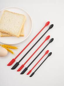 A Must-Have Tool for Crafting Projects: Double-End Silicone Sealing Wax Spatula! Mini Silicone Spatula Set, Upgraded Two-sides Hardened Sturdier Silicone Spatula, Mini Spatula for Makeup, Reusable Thin Jar Scraper, Last Drop Spatula for Beauty and Kitchen(15.5CM Black) - Black - View 3