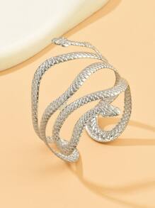 1 pieza Pulsera de moda doble serpiente envuelto brazalete - Plateado - Ver 2