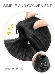 馬尾假髮女性染色白色灰色的抓住夾水波紋梨花卷馬尾合成纖維接髮