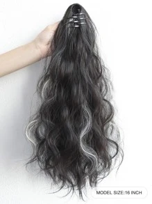 馬尾假髮女性染色白色灰色的抓住夾水波紋梨花卷馬尾合成纖維接髮