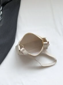 Bolso de hombro sencillo con estampado de mini cocodrilo - Beis - Ver 2