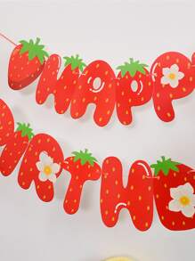 1 件草莓和生日快乐横幅适用于夏季生日派对装饰、圣诞节 - 彩色 - 查看 4