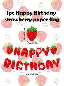 1 件草莓和生日快乐横幅适用于夏季生日派对装饰、圣诞节 - 彩色 - 查看 5