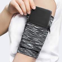 1入組跑步手機袖章適合男士&女性,通用極薄運動臂套附手腕帶,健身配件 - 黑色 - 查看 2