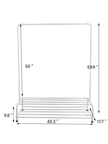 Metal Clothing Rack Clothing Garment Rack with Shelves, 2 Shelves Clothing Racks Freestanding Hanger with Bottom Shelf for Hanging Clothes-White - trắng - Xem 5