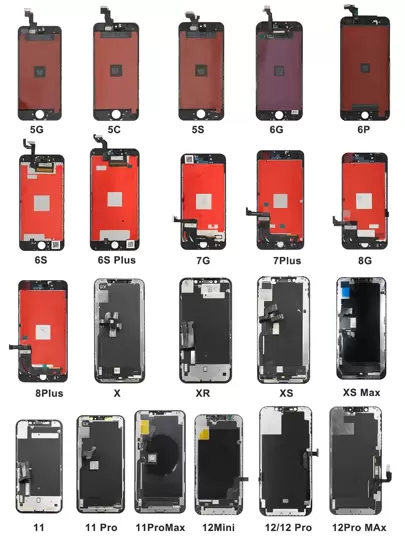 LCD Screen Compatible With IPhone 5G/ 5C / 5S / 6G / 6S / 6S PLUS / 7G / 7 PLUS / 8G / 8 PLUS / X / XR / XS / XS Max/ 11 / 11 Pro /11 Pro Max / 12 Mini/12/12 Pro/12 Pro Max/13/13 Pro/13 Pro Max/13 Mini//14/14 Plus/14 Pro Max/15/15 Plus/ 15 Pro Max