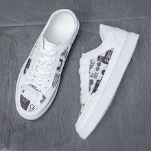 Men's Casual Sports Canvas Shoes Slip Resistant With Versatile Style, All Seasons - White - View 3