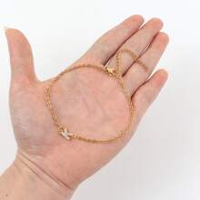 A-Z Initial Bracelet Women Simple Stainless Steel O Chain Bracelet For Women - Yellow Gold - View 3