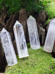 1pc Natural Clear Quartz Healing Crystal Wand 7~8CM Crystal Tower 6 Faceted Single Point Crystal Prism Wand Natural Quartz Stones for Meditation Reiki Chakra Therapy Home Decor Gift