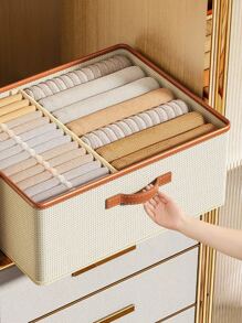 1 Miếng Màu be Quần áo Hộp trữ Với Có thể tháo rời Chia rẽ , Đối với , Công suất cao , Gấp lại , Với Xử lý Đối với Tủ Tổ chức - Màu be - Xem 8