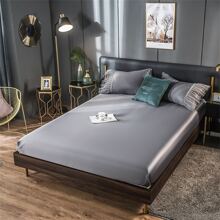 1入組緞面床墊套,柔軟的12"深的口袋絲緞床墊套,床上用品適用於臥室宿舍房間客人房間 - 灰色 - 查看 1