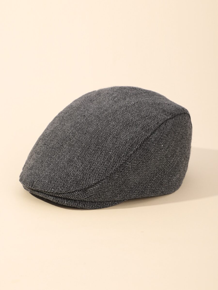 1 Miếng Em bé Retro Sọc Mũ beret - Màu xám đen - Xem 1