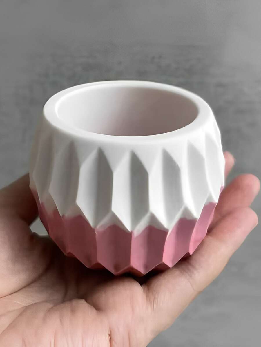 DIY Round Succulent Planter, Rhombus Flower Pot Silicone Mold, Handmade Art Crystal Epoxy Resin Mold, Storage Bowl, Plaster Clay Mold, Candle Cup Mold - White - View 1