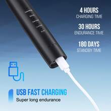Hailicare Cepillo de dientes eléctrico 6 en 1, 5 niveles de intensidad, batería de larga duración, gran capacidad de limpieza para proteger la salud bucal, esencial para uso doméstico - Negro - Ver 6