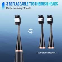 Hailicare Cepillo de dientes eléctrico 6 en 1, 5 niveles de intensidad, batería de larga duración, gran capacidad de limpieza para proteger la salud bucal, esencial para uso doméstico - Negro - Ver 8