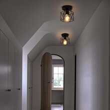 2 piezas Lámpara plafón negro industrial estilo hierro jaula - Negro - Ver 1