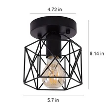 2 piezas Lámpara plafón negro industrial estilo hierro jaula - Negro - Ver 3