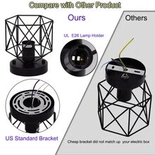 2 piezas Lámpara plafón negro industrial estilo hierro jaula - Negro - Ver 4