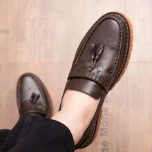 時尚韓語風格夜店休閒復古PU皮革鞋 - 棕色 - 查看 6