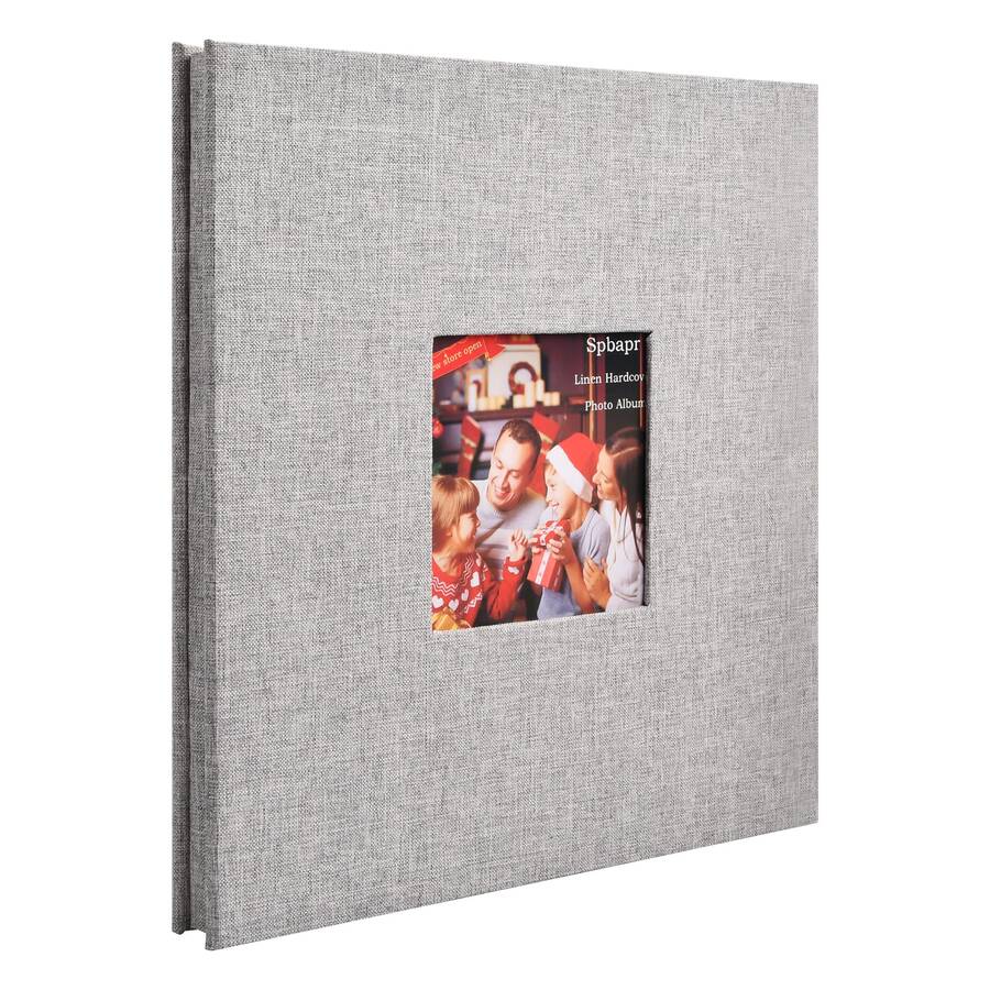 Self-Adhesive Photo Album for Design Yourself, Photo Book for Gluing, Linen Cover Photo Book, Photo Album, Large with 40 White Pages, for Families, Weddings, Gift (28 x 27 cm, Grey) - Grey - View 1