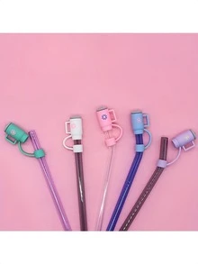 5/13 chiếc nắp ống hút 10mm ngẫu nhiên, tương thích với cốc 30&40 Oz, nắp ống hút bằng silicon dễ thương, bảo vệ ống hút, nắp ống hút bằng silicon mềm hình cốc cho ống hút 10mm - Màu be - Xem 6