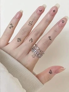 (10入組)簡約蝴蝶,星星,月亮,花卉混合設計臨時紋身貼紙,防水持久,男女兒童皆宜