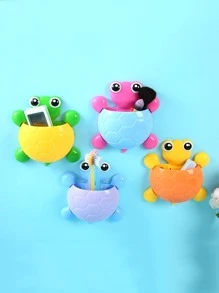 1pc Cute Animal Toothbrush Holder, Purple Turtle Shape Toothbrush & Toothpaste Storage Bathroom Suction Cup Wall-mounted Holder