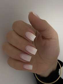 24 CÁI Dài Vuông Màu Rắn Miếng Dán Móng Tay Chuyển Màu Hồng Và Trắng Chuyển Màu Hồng Và Trắng Phong Cách Truyện Tranh Gió Đơn Giản Đeo Móng Tay Giả Với Một Tập Tin Một Miếng Thạch Gel Ấn Vào Móng Tay Đồ Dùng Làm Móng - Nhiều màu - Xem 1