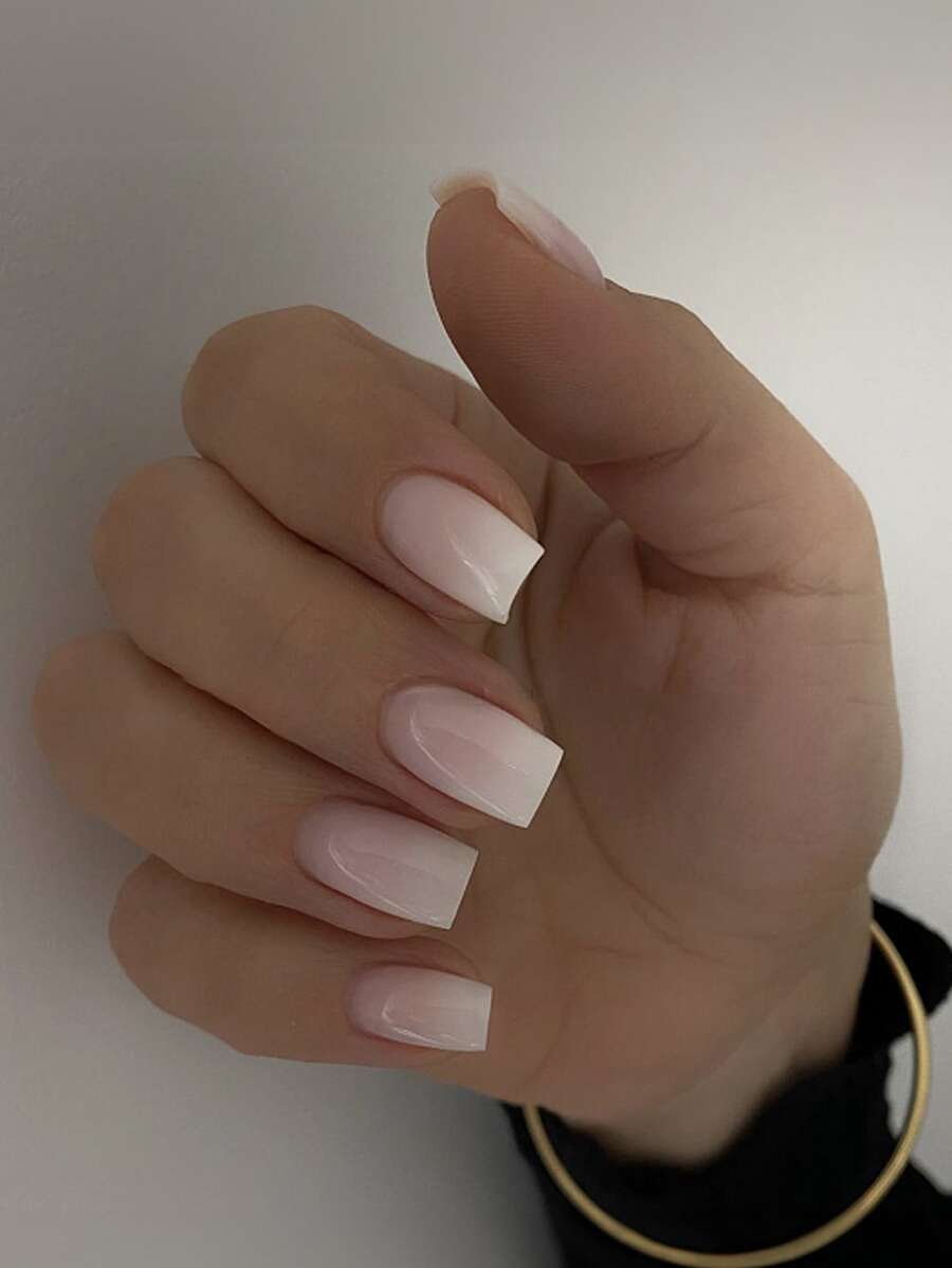 24 CÁI Dài Vuông Màu Rắn Miếng Dán Móng Tay Chuyển Màu Hồng Và Trắng Chuyển Màu Hồng Và Trắng Phong Cách Truyện Tranh Gió Đơn Giản Đeo Móng Tay Giả Với Một Tập Tin Một Miếng Thạch Gel Ấn Vào Móng Tay Đồ Dùng Làm Móng - Nhiều màu - Xem 1